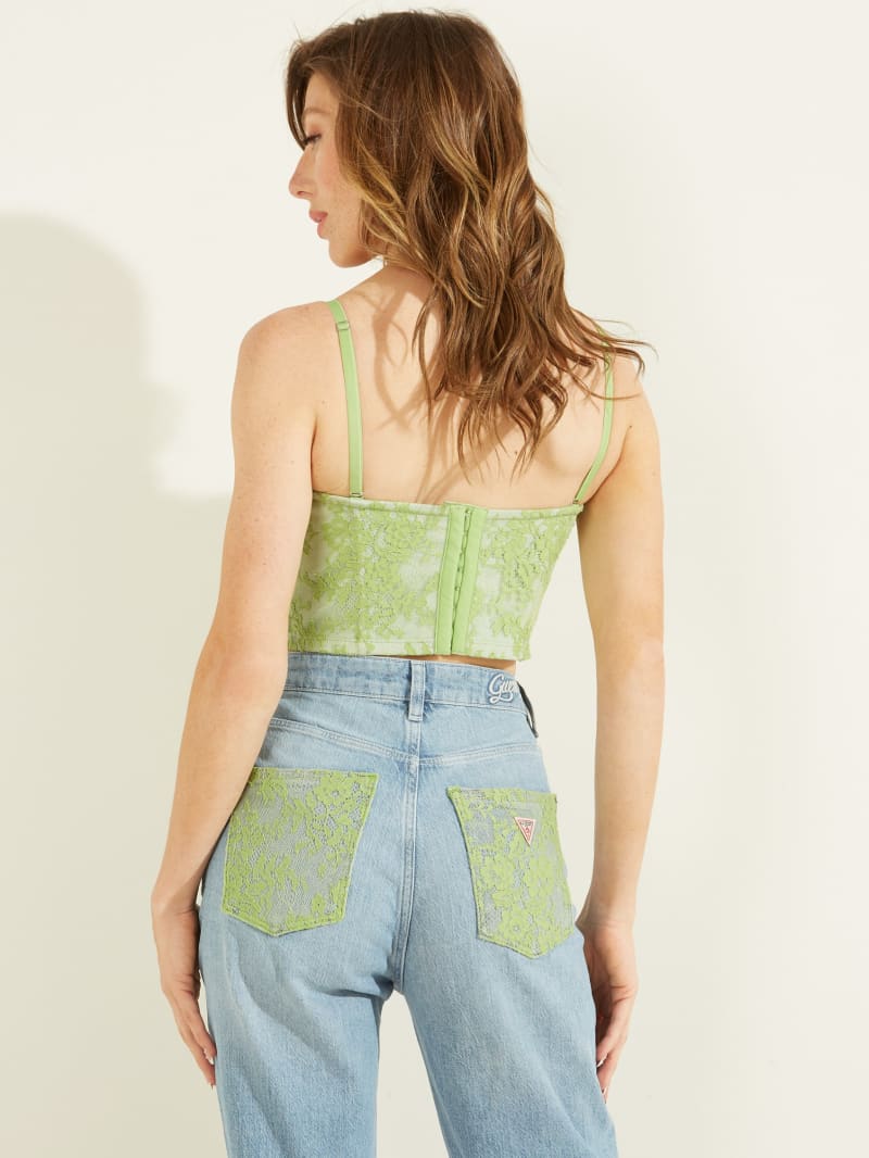 Guess Lace Denim Bustier Women's Tops Green | 3257-NAITW