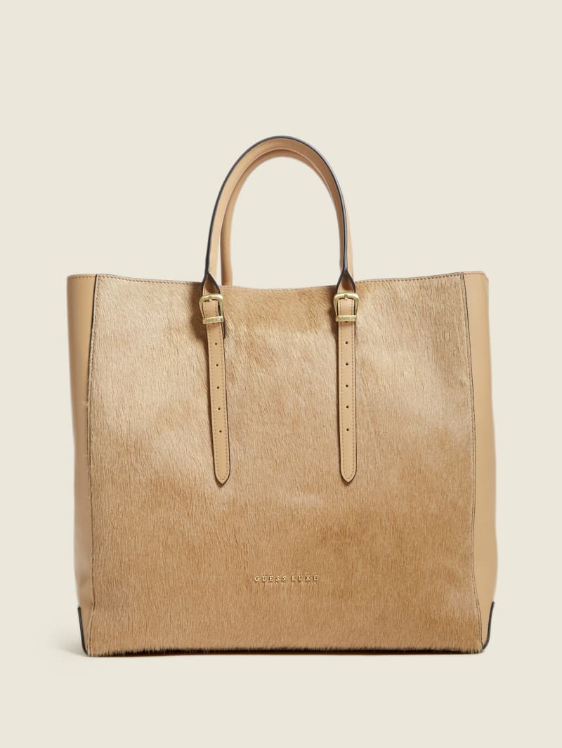 Guess Lady Luxe Leather Women\'s Tote Bags Beige | 6281-LQKSF