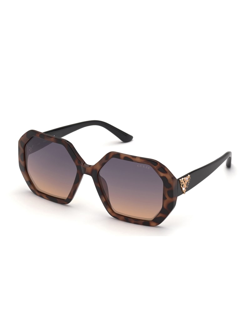 Guess Larissa Geometric Women's Sunglasses Rose Gold | 9041-CFNTU