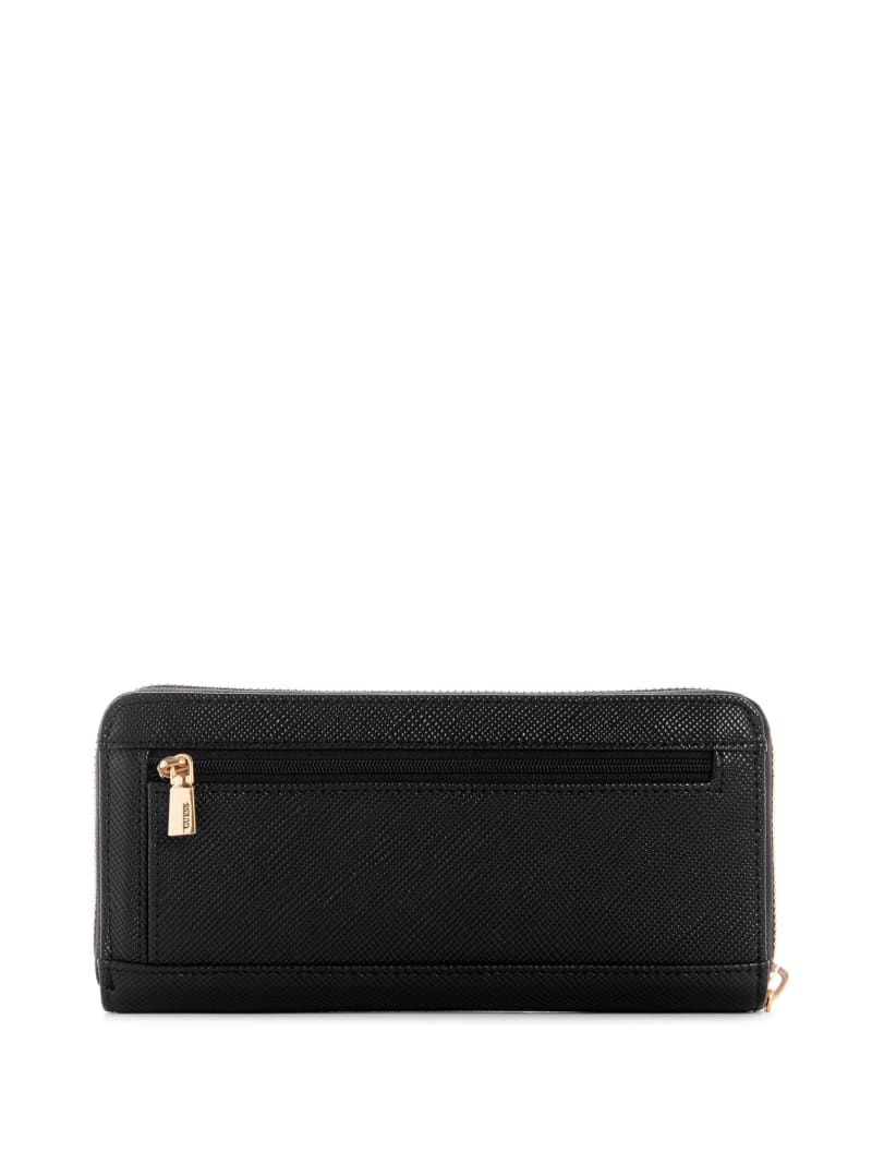 Guess Laurel Large Zip-Around Women's Wallets Black | 1438-IYOSP