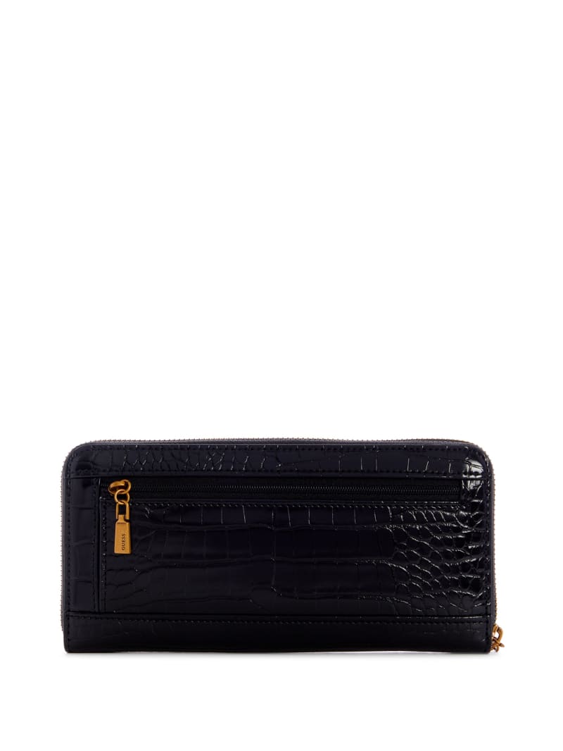 Guess Laurel Large Zip-Around Women's Wallets Black | 1482-KFRSW