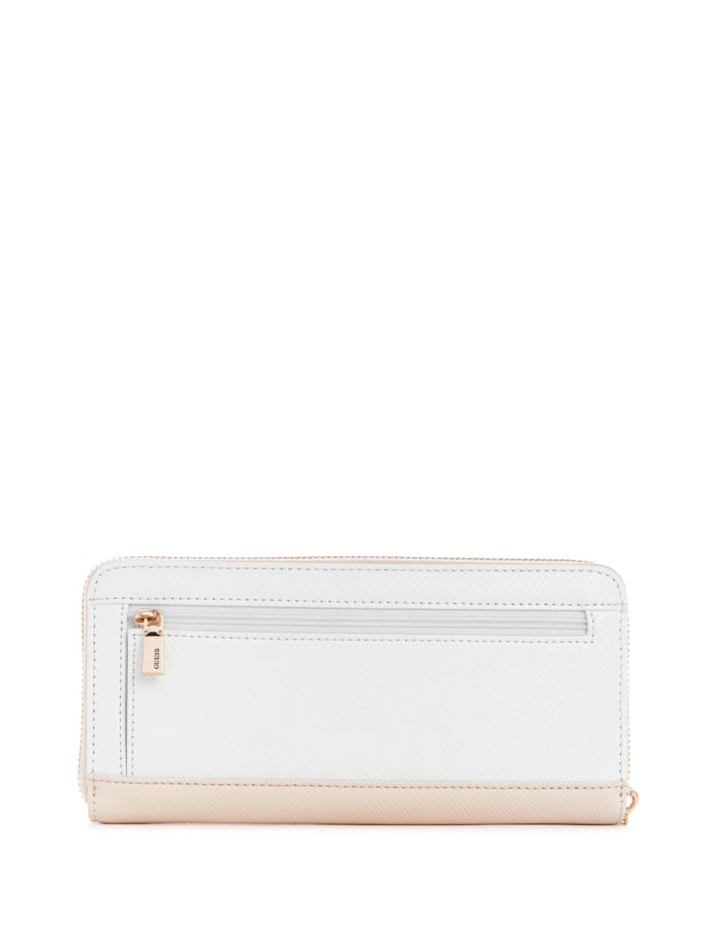 Guess Laurel Large Zip-Around Women's Wallets White | 5831-FOTPD