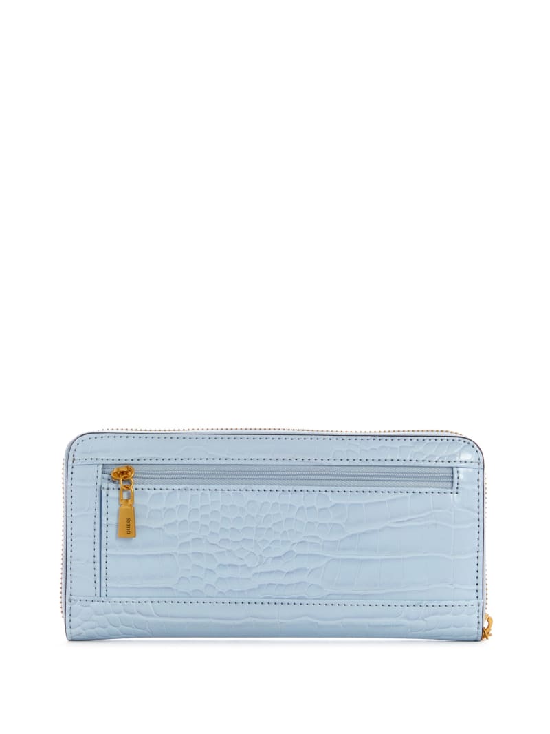 Guess Laurel Large Zip-Around Women's Wallets Blue | 8970-DXHPZ