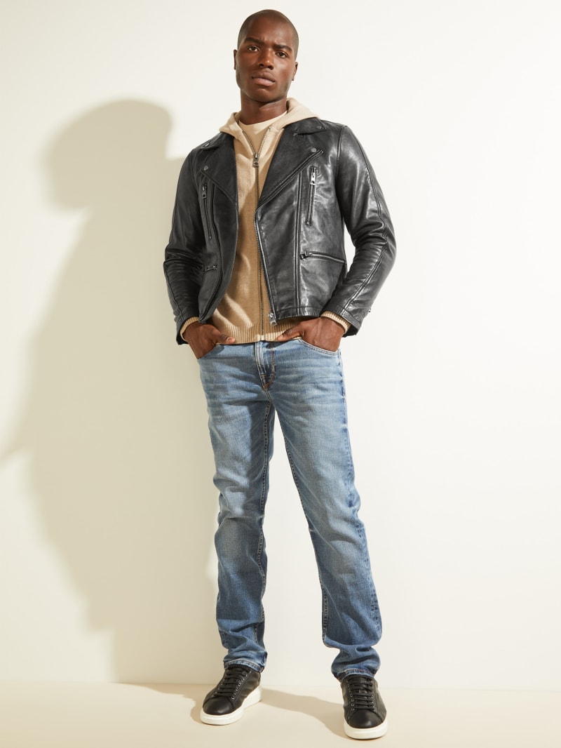 Guess Leather Biker Men's Jackets Black | 1493-PNQWB