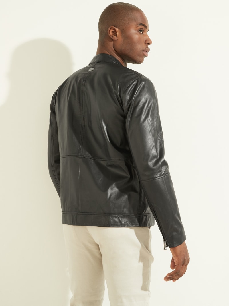 Guess Leather Biker Men's Jackets Black | 8417-XWJKM