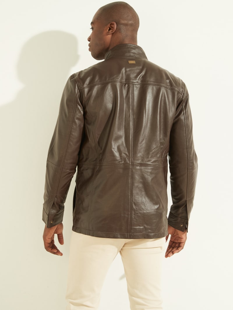 Guess Leather Field Men's Jackets Brown | 5609-KBFCG