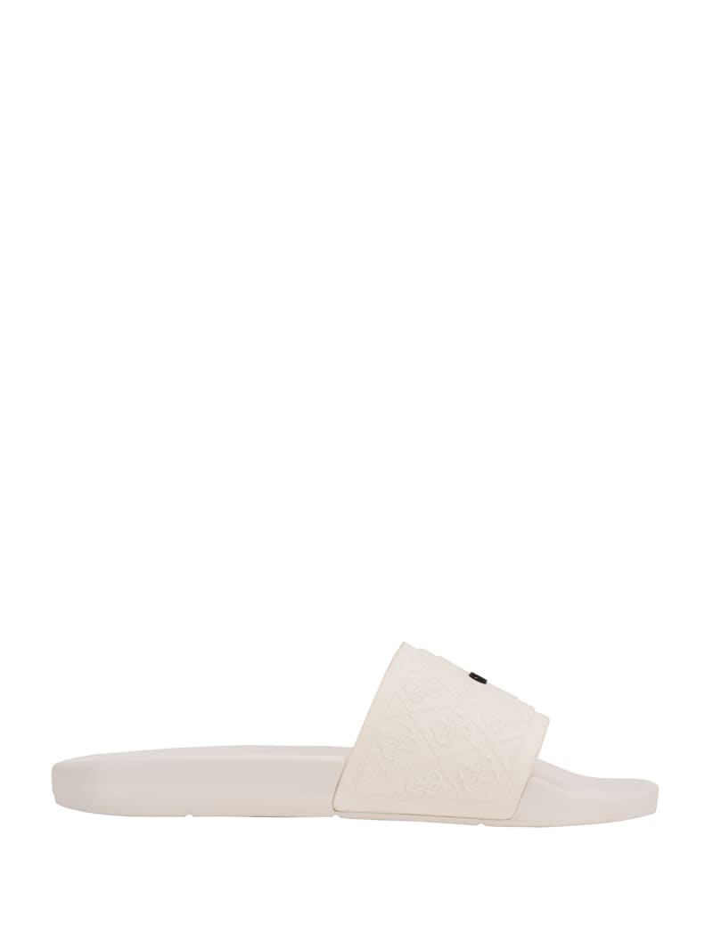 Guess Logo Print Men's Slides White | 7495-SHCAL