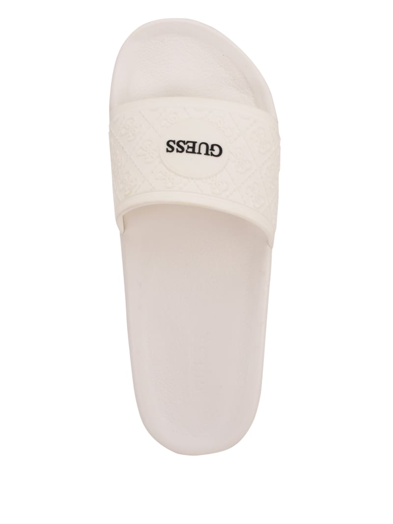 Guess Logo Print Men's Slides White | 7495-SHCAL