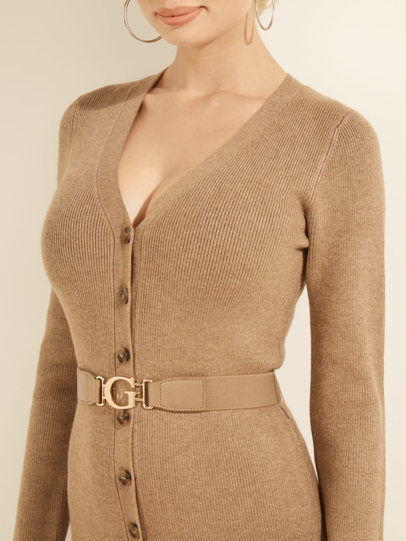 Guess Luis Belted Cardigan Women's Dress Brown | 6834-LVOJY