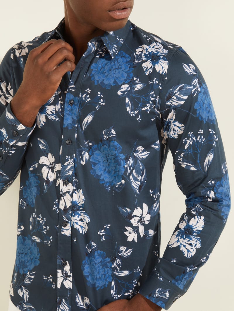 Guess Luxe Camelia Cascade Men's Shirts Blue | 7185-HPCTQ