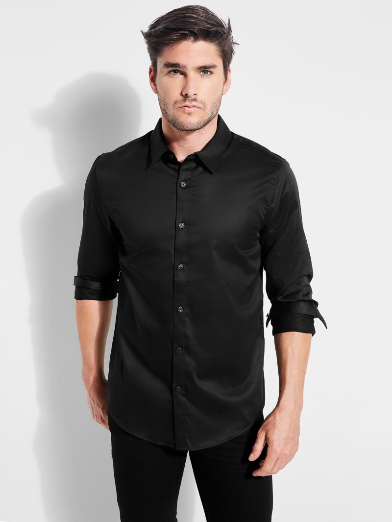 Guess Luxe Stretch Men\'s Shirts Black | 2901-AUBZV