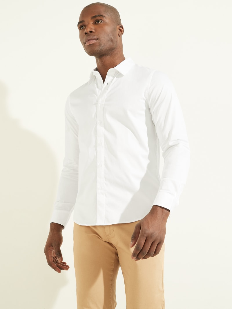 Guess Luxe Stretch Men's Shirts White | 5182-UYECO