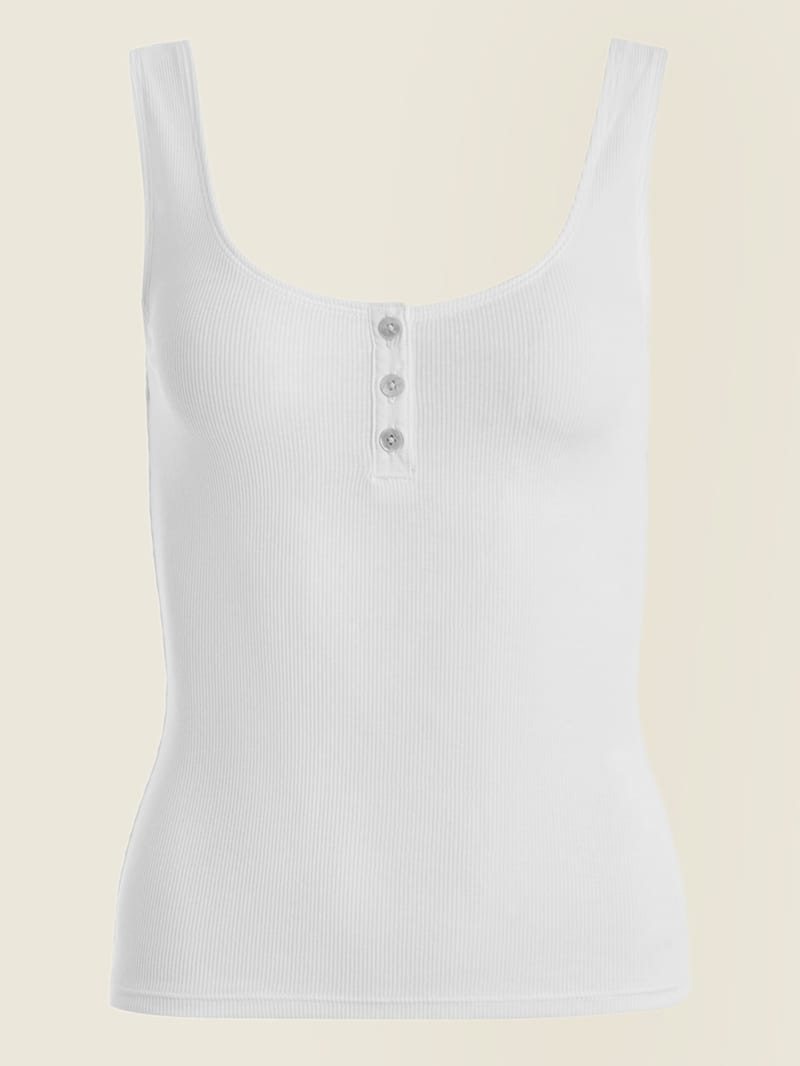 Guess Lyra Henley Tank Women's Tops White | 8513-IOBCW