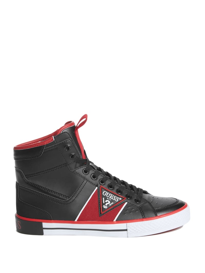 Guess Maeno Triangle Logo High-Top Men's Sneakers Black | 0536-UZVPQ