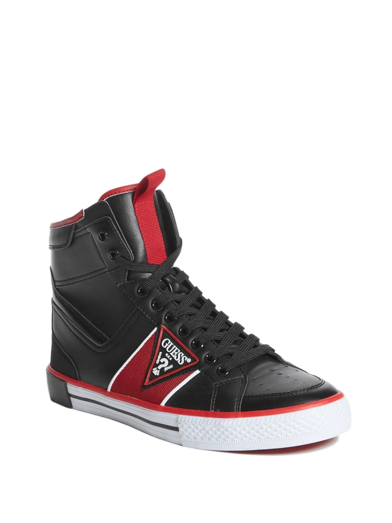 Guess Maeno Triangle Logo High-Top Men\'s Sneakers Black | 0536-UZVPQ