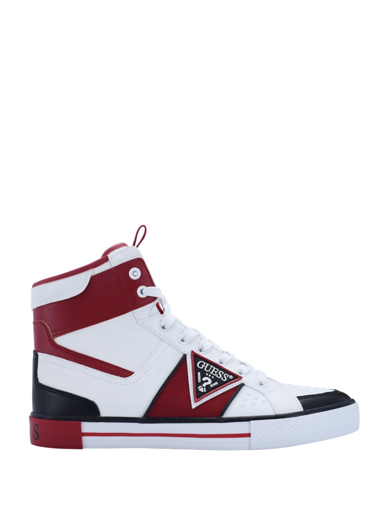 Guess Maeno Triangle Logo High-Top Men's Sneakers Dark Red | 6081-BQOMS