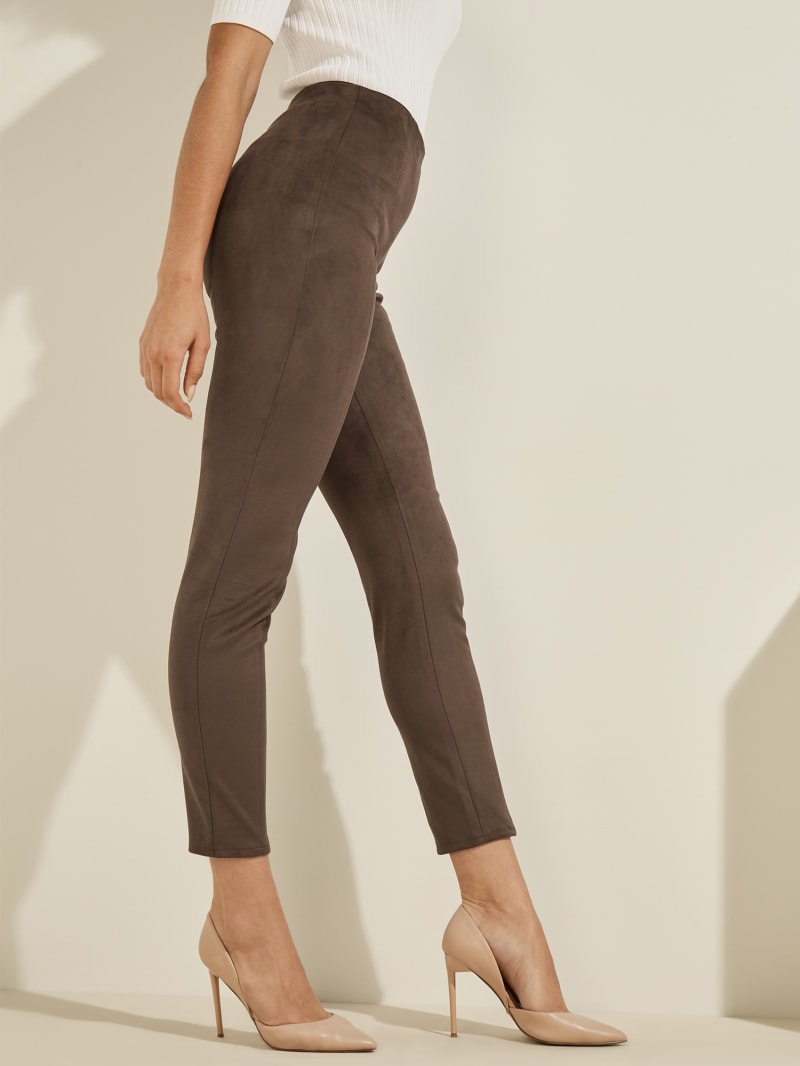 Guess Maya Faux-Suede Leggings Women's Pants Dark Coffee | 5836-YSXRU