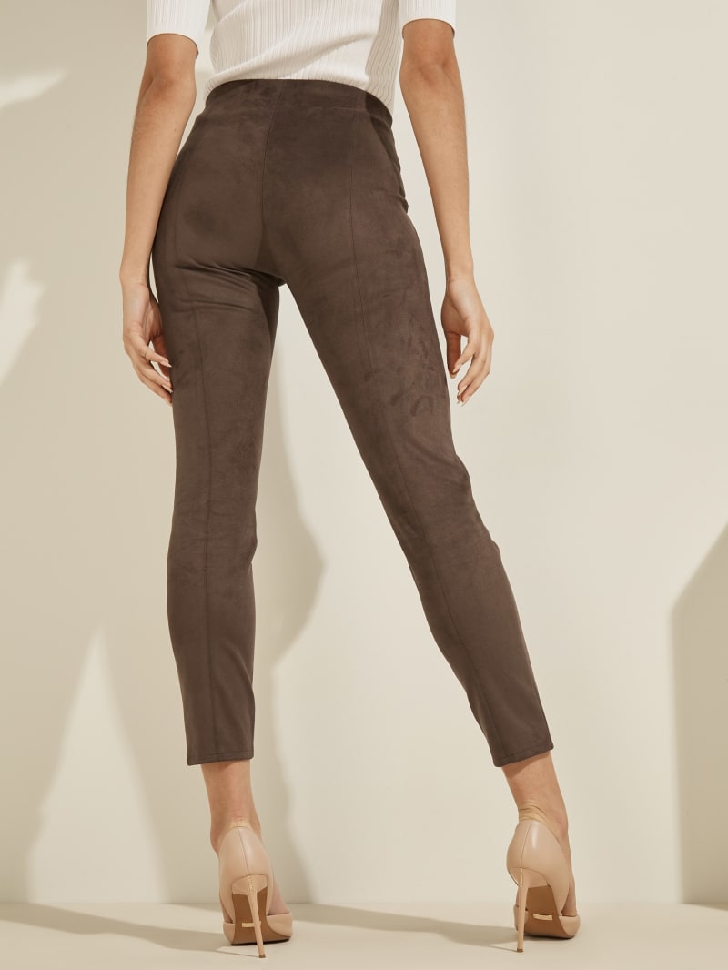 Guess Maya Faux-Suede Leggings Women's Pants Dark Coffee | 5836-YSXRU