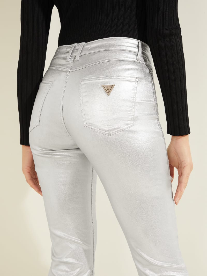 Guess Metallic 1981 Skinny Women's Pants Silver | 9437-FTPWB