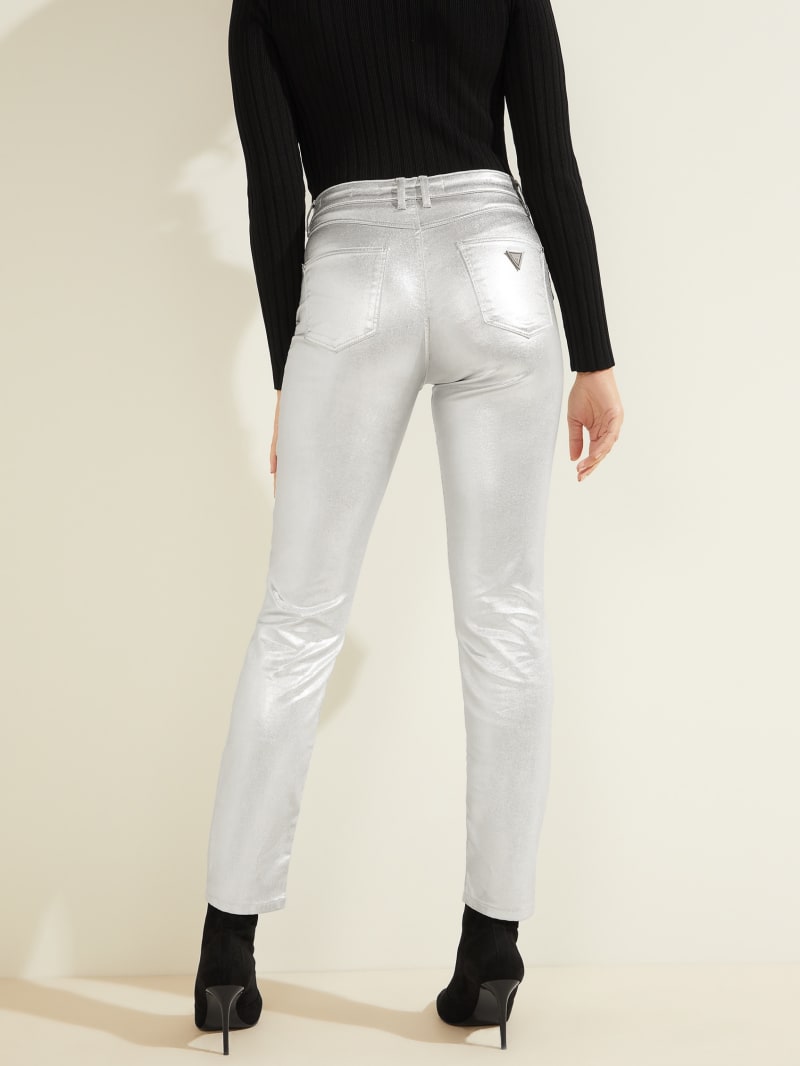 Guess Metallic 1981 Skinny Women's Pants Silver | 9437-FTPWB