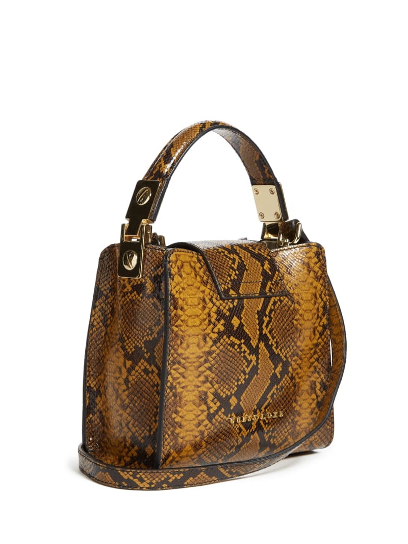 Guess Monia Python Print Leather Women's Satchel Bags Olive | 8174-UYWLV