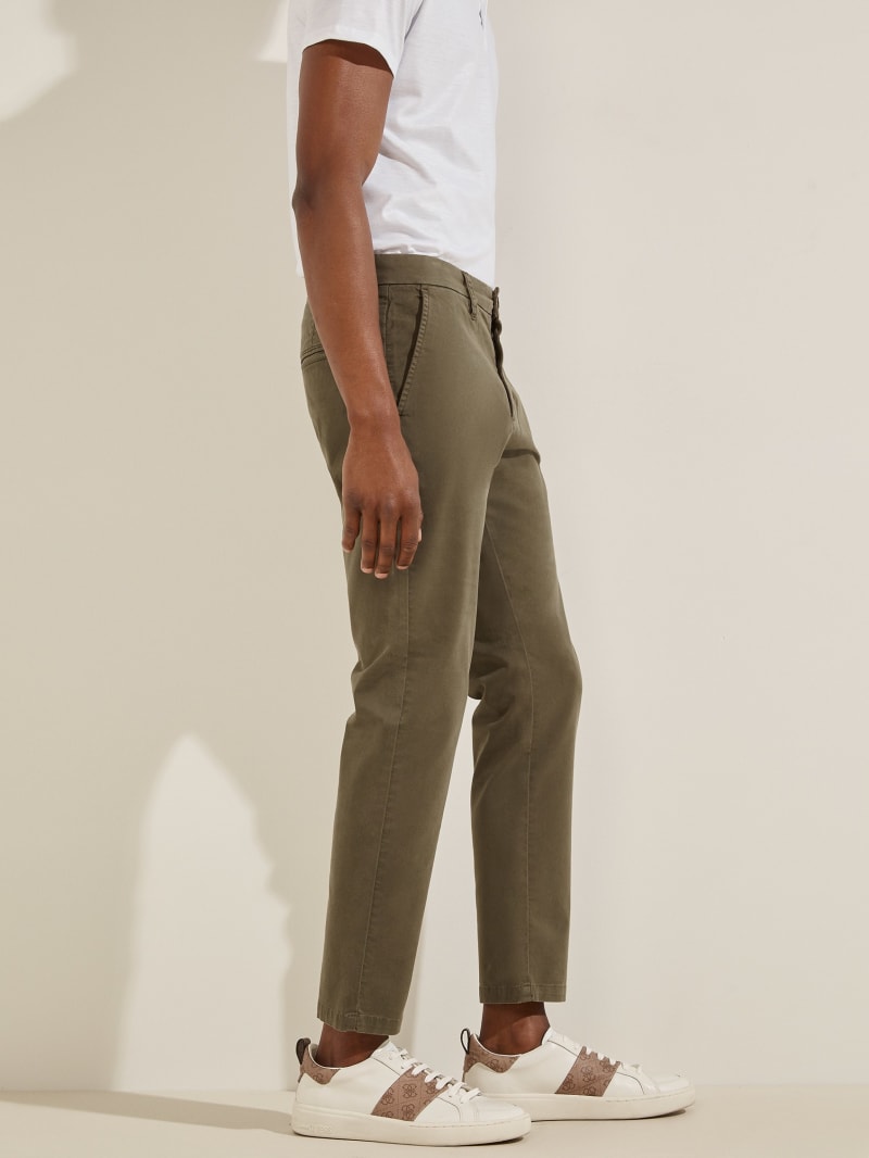 Guess Myron Twill Skinnys Men's Pants Olive | 0856-QFWVM