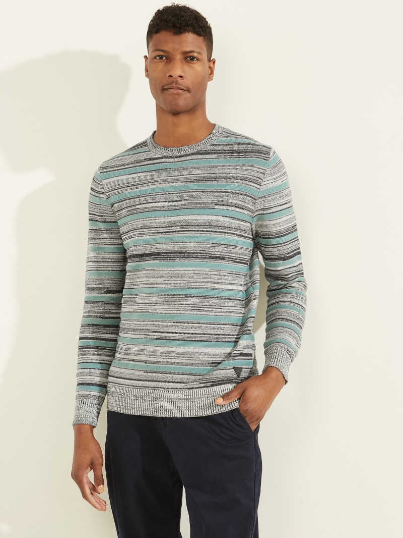 Guess Napier Striped Men\'s Sweaters Blue | 5983-BPNQD