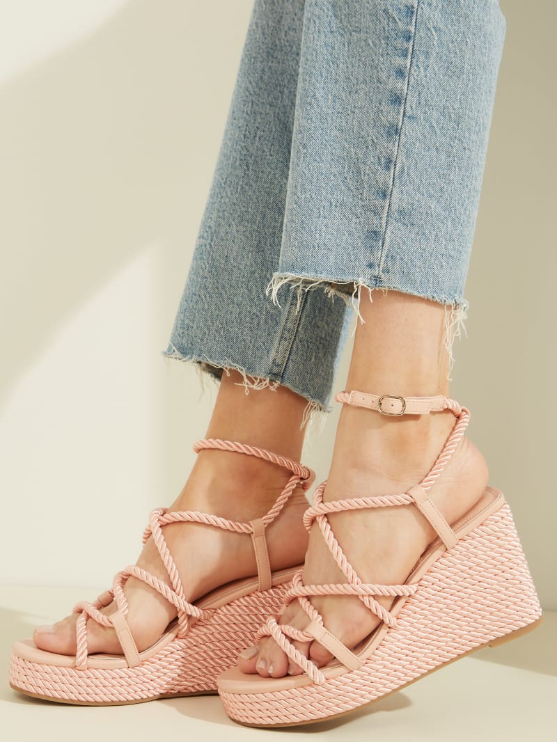 Guess Natesha Strappy Rope Women's Wedges Pink | 9645-ADMGS