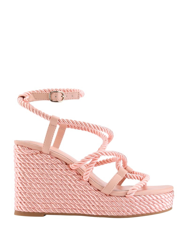 Guess Natesha Strappy Rope Women's Wedges Pink | 9645-ADMGS