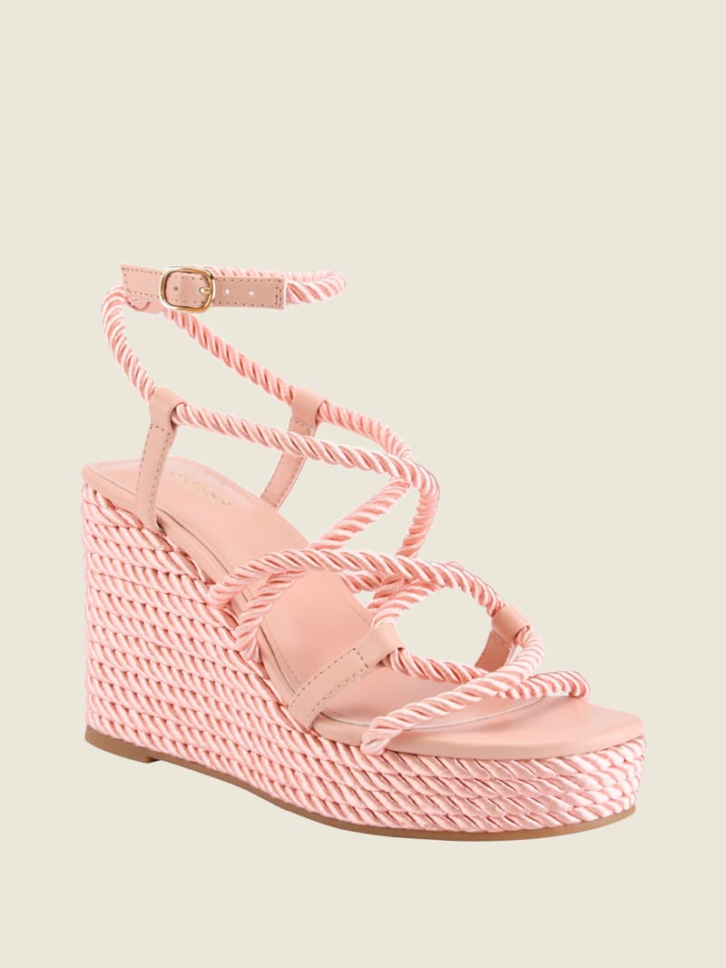 Guess Natesha Strappy Rope Women\'s Wedges Pink | 9645-ADMGS