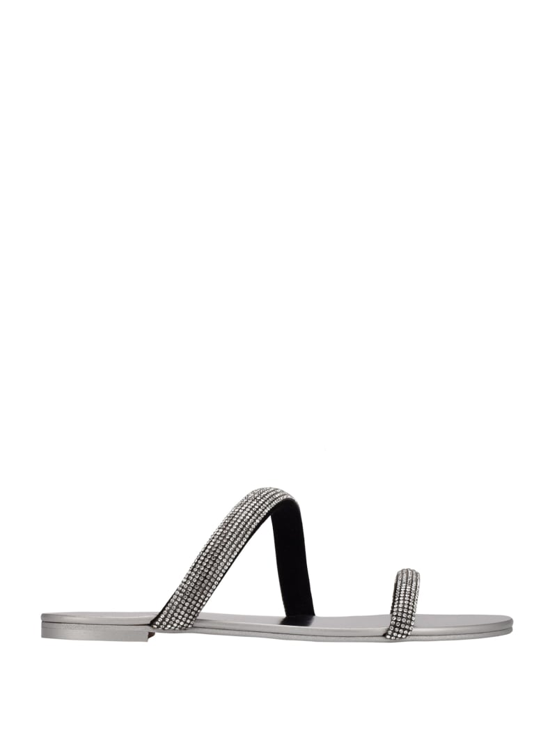 Guess Nerica Metallic Women's Slides Silver | 4756-IVPHK