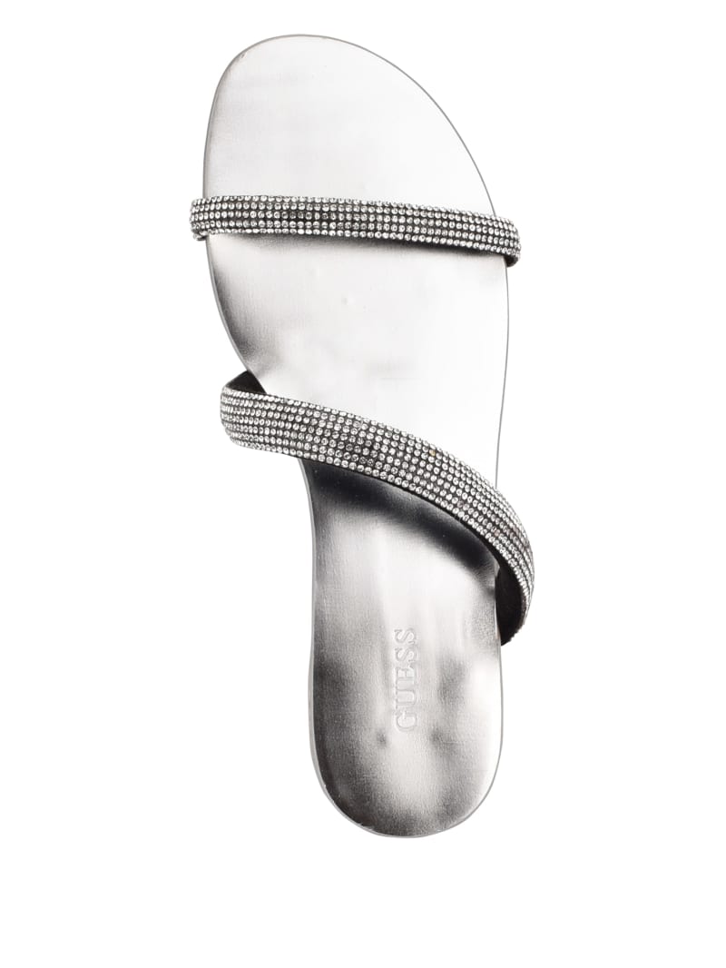 Guess Nerica Metallic Women's Slides Silver | 4756-IVPHK