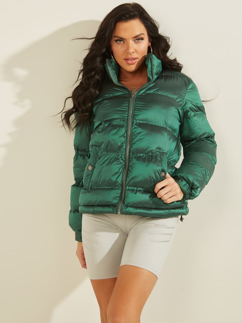 Guess Nichole Puffer Women\'s Jackets Green | 6073-PWGFR