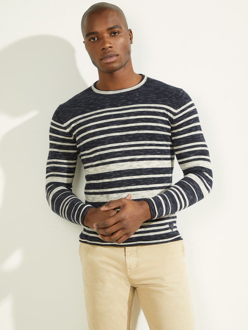 Guess Nimbus Striped Men\'s Sweaters Blue | 9061-AQXUV