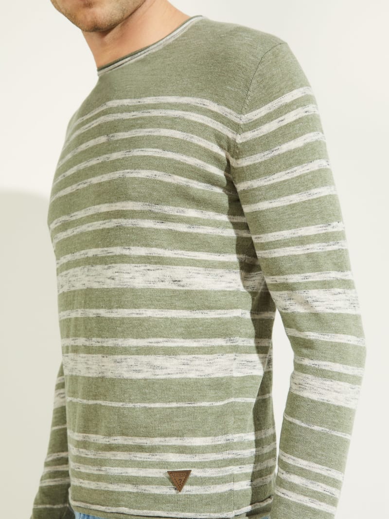 Guess Nimbus Striped Men's Sweaters Green | 0359-UTRIG