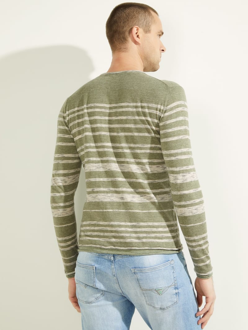 Guess Nimbus Striped Men's Sweaters Green | 0359-UTRIG