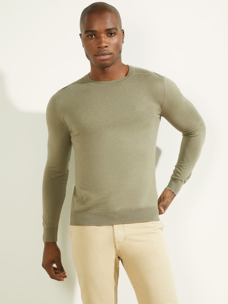 Guess Norman Silk-Blend Men\'s Sweaters Green | 3587-HCFEN