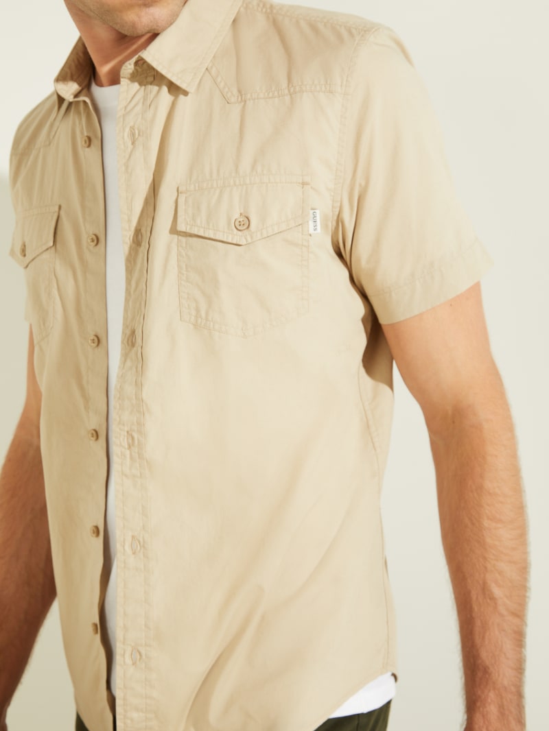 Guess Nottingham Western Men's Shirts Beige | 7905-VMZBD