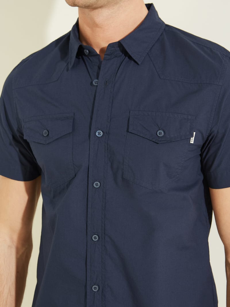 Guess Nottingham Western Men's Shirts Deep Blue | 8014-KOWIX