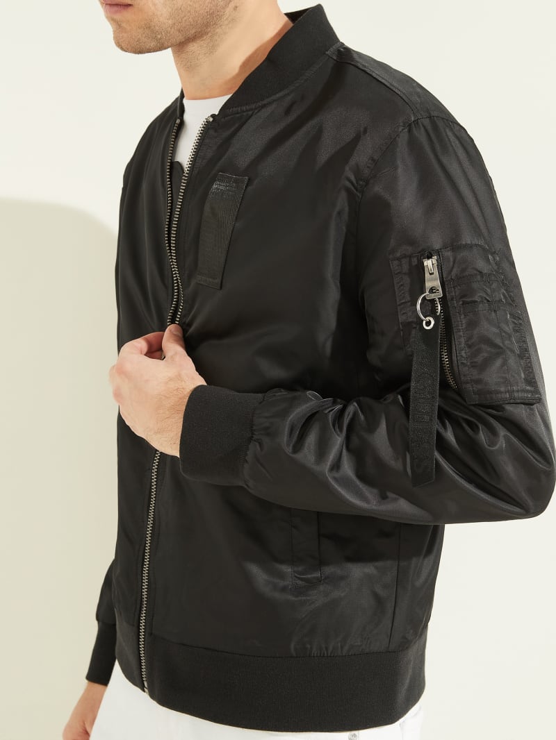 Guess Nylon Flight Men's Jackets Black | 1098-GTKIF