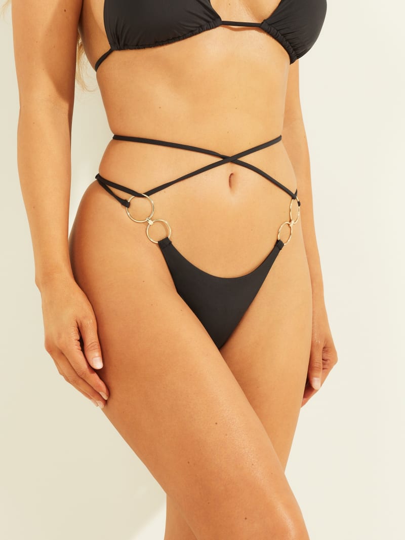 Guess O-Ring String Brief Women's Swimwear Black | 0158-KNGWI