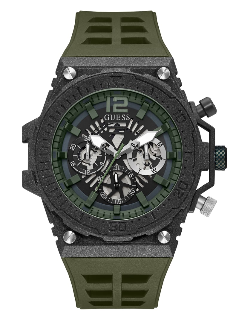 Guess Olive and Exposed Dial Multifunction Men\'s Watches Green | 5017-EXZJF