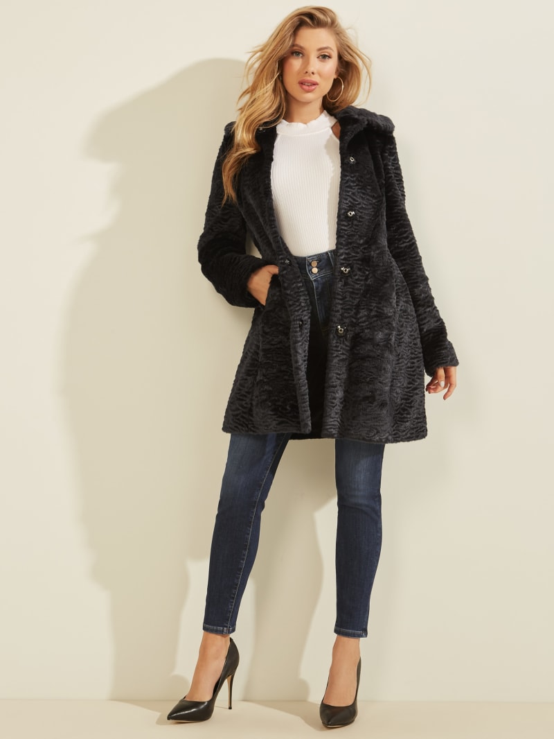 Guess Ornella Faux-Fur Women's Jackets Blue | 6870-AHNJC