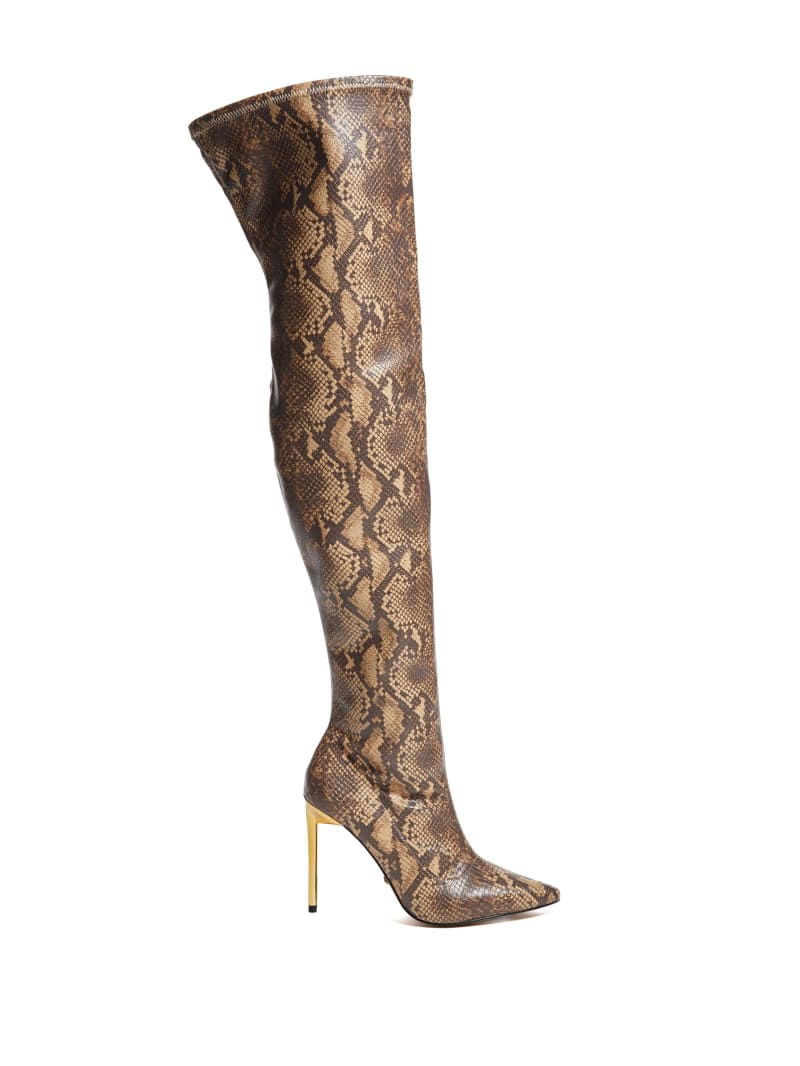 Guess Over-the-Knee Python Women's Boots Brown | 9547-LEYHN