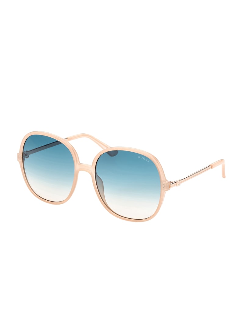 Guess Oversized Round Women's Sunglasses Light Beige | 6598-FQNBX