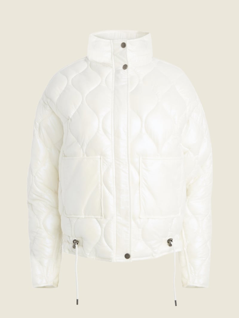 Guess Palma Puffer Women's Jackets Cream White | 9287-YTHFL