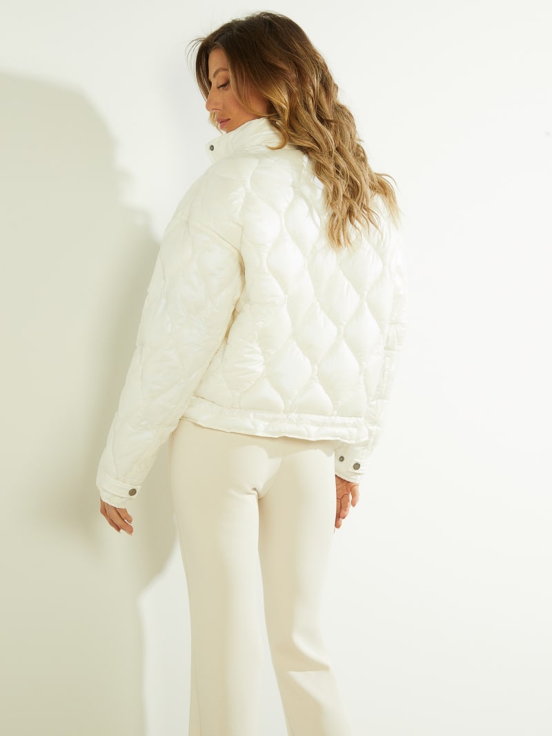 Guess Palma Puffer Women's Jackets Cream White | 9287-YTHFL