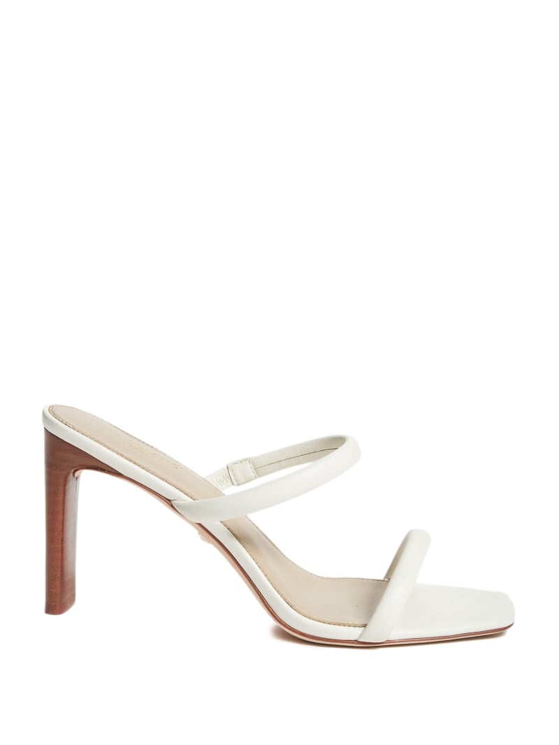 Guess Pearl Leather Double Strap Women's Sandals White | 7890-OXGVB