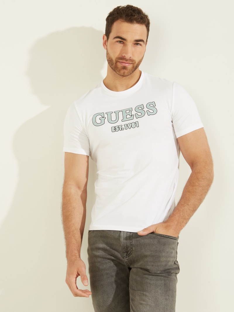 Guess Point Logo Tee Men\'s T Shirts White | 7286-UBLRY