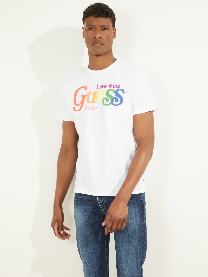 Guess Pride Logo Tee Men\'s T Shirts White | 9867-QGIUM